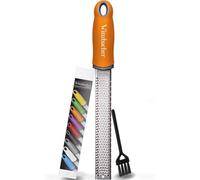 Winzbacher - Rallador para Queso, Limón, Nuez Moscada, Jengibre y Más | Cuchilla de Acero Inoxidable Afilada | Apto para Lavavajillas | Incluye Cepillo de Limpieza (Burnt Orange | Naranja)