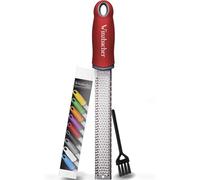 Winzbacher - Rallador para Queso, Limón, Nuez Moscada, Jengibre y Más | Cuchilla de Acero Inoxidable Afilada | Apto para Lavavajillas | Incluye Cepillo de Limpieza (Cherry Red | Rojo)