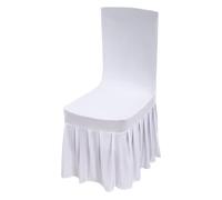 WINZING Juego de 30 fundas blancas para sillas, elásticas y sin arrugas, aptas para lavavajillas, con falda de volantes, para bodas y banquetes, superficie de asiento de 40-55 cm, protección completa