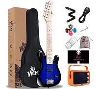 Winzz 30 Pulgadas Guitarra Eléctrica Infantil Kit,Mini Guitarra Electrica para Niños, Principiantes con Amplificador, Color Azul