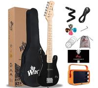 Winzz 30 pulgadas Mini Guitarra Eléctrica Niños Diapasón de Arce Guitarra Eléctrica Principiante Set para Niños con Amplificador (Neg, EGM100