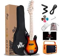 Winzz 30 pulgadas Mini Guitarra Eléctrica Niños Diapasón de Arce Guitarra Eléctrica Principiante Set para Niños con Amplificador (Sunburst), EGM100