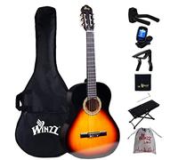 Winzz 4/4 Guitarra Clásica Set para Principiante - Kit de Guitarra Española de 39 Pulgadas con Cuerdas de Nylon para Adultos, Niños Más de 12 Años, Sunburst