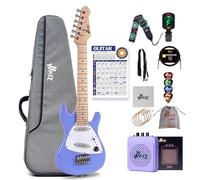 Winzz Kit de guitarra eléctrica infantil de 76 cm, mini guitarra eléctrica junior de tamaño 1/4 para niños, juego completo de estater con amplificador, color morado oscuro
