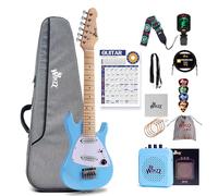 Winzz Kit de guitarra eléctrica infantil de 76 cm, mini guitarra eléctrica junior de tamaño 1/4 para niños, juego completo de estater con amplificador, color azul oscuro