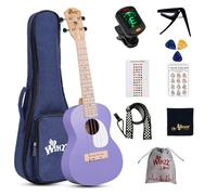 Winzz Ukelele Set para Adulto Principiantes y Niños, Ukelele Concierto de 23 Pulgadas con 9 Accesorios, 4 Cuerdas (Color: Violeta, Madera)