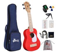 Winzz Ukelele Soprano Infantil, Ukelele Set para Niños y Adulto Principiante, con 9 Accesorios, 21 Pulgadas 4 Cuerdas (Color: Rojo, Madera)