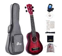 Winzz Ukelele Soprano para Niños Kit para Principiantes con 8 Accesorios, Diseño de Color Único - 21 Pulgadas Rojo