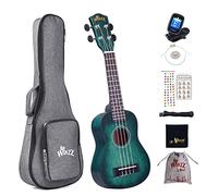 Winzz Ukelele Soprano Principiante para Niños Adulto con 8 Accesorios, Diseño de Color Único - 21 Pulgadas Cian Oscuro