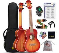 Winzz Ukelele Tenor de Caoba 26 Pulgadas Para Adultos Principiantes - Kit de Inicio, Set de Regalos Único, Diseño Único (Cuerdas de Carbono, Mate Sunburst)
