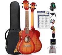 Winzz Ukulele Concierto Adulto 23 Pulgadas Principiante Set Madera De Caoba, Niños Principiantes, Ukelele Único Comprar Regalos (Cuerdas de Carbono, Mate Sunburst)