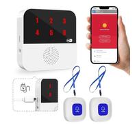 WIOONI Avisador Personas Mayores, Boton Emergencia Ancianos, Emergencias En El Anciano con 1 Receptores y 2 Transmisores, Adecuado para Ancianos, Enfermos, Niños, Discapacitados