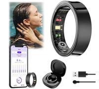 WIOONI Smart Ring Herren Damen mit Ladebox - Herzquenz SpO2 Monitor, Schlafanalyse, 100+ Sportmodi, IP68 wasserdicht, Fitness Tracker Kompatibel mit Android/iOS (10, Schwarz)