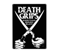 WIOPMKSL Cartel de metal con banda de agarre de Death Rock Grips, arte de pared, póster personalizado para decoración del hogar, cafetería, bar, regalo, 12 x 16 pulgadas