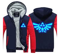 WIOSEN Chaquetas con capucha para hombre Zelda Legend Game Prints Sudadera Sudadera con capucha Warm Fleece Headies Forro esponjoso Zip Up Pullover Abrigos Sudadera con capucha gruesa,A-Aldult L