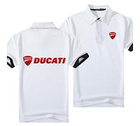 WIOSEN Polo de manga corta de corte clásico para hombre para Duca-TI Estampado de verano Camisetas de secado rápido con estilo Tops Ligeras Cómodas Medias mangas deportivas,White-Adult L