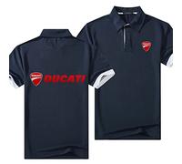 WIOSEN Polo de manga corta de corte clásico para hombre para Duca-TI Estampado de verano Camisetas de secado rápido con estilo Tops Ligeras Cómodas Medias mangas deportivas,Blue-Adult L