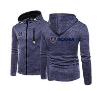 WIOSEN Sudadera con capucha y cremallera completa para hombre para SCANIA Sudaderas Primavera otoño Tops Sudadera Chaqueta de punto Abrigo informal para jóvenes con bolsillos con cremallera,Cyan-XL