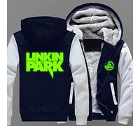 WIOSEN Sudaderas con capucha casuales para hombres Linkin Park Print Fleece Chaquetas con cremallera Tops Invierno Cálido grueso Jersey Sudaderas Abrigos para hombres Sudadera,B-Aldult XL