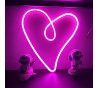 WIOSOUL Heart Neon Sign LED Wall Light, USB Powered Aesthetic Neon Lamp, Novelty Art Heart Neon Night Light for Home Bedroom Bar Club Birthday Party Wedding Holiday Decor & Gift (Heart 1)