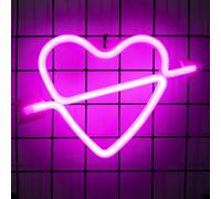 WIOSOUL Heart Neon Sign LED Wall Light, USB Powered Aesthetic Neon Lamp, Novelty Art Heart Neon Night Light for Home Bedroom Bar Club Birthday Party Wedding Holiday Decor & Gift (Heart 2)