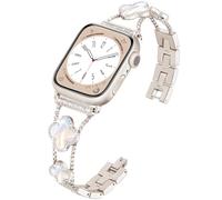 Wipalor Clover - Correa para Apple Watch de 46 mm, 45 mm, 44 mm, 42 mm, 49 mm, ligera para mujer, pulsera fácil de ajustar, correa de metal brillante con diamantes para iWatch Series 11 10 9 8 7 6 5 4