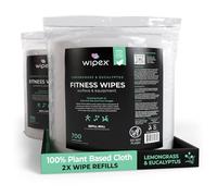 Wipex Repuesto de dispensador de toallitas de gimnasio a base de plantas, 1400 unidades de 8 x 8 pulgadas, toallitas para equipos de fitness con vinagre de limpieza, citronela y eucalipto, toallitas