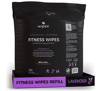 Wipex Toallitas de gimnasio y fitness, 700 toallitas grandes naturales con vinagre y aceite de lavanda (1 recambio)