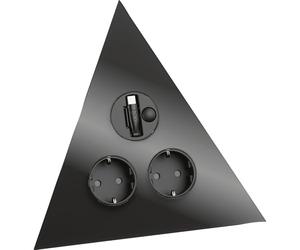 WIPO - Elemento de toma Power Triangle 2 Schuko + cargador USB negro