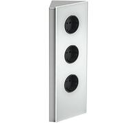 wipo Power Esquina g Acero Inoxidable, Cristal Blanco, 3 x Schuko Enchufe, 41910102200