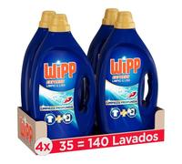 Wipp Express Detergente Líquido Limpio y Liso para lavadora, 35 Lavados - Pack de 4, Total: 140 Lavados