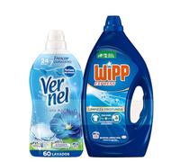 Wipp Express Detergente Líquido Limpio y Liso para lavadora 55 Lavados + 1 Vernel Suavizante Azul 70 Lavados GRATIS