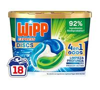 Wipp Express DISCS Detergente en Cápsulas 4 en 1 - 18 Dosis, versión actualizada