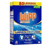 Wipp Express Limpieza Profunda (80 lavados), detergente en polvo quitamanchas, para lavadora, coladas higiénicamente limpias