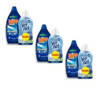 Wipp Express Limpieza Profunda Gel Azul 35 Lavados + Vernel Suavizante Concentrado 60 Lavados | Pack Ahorro 3 Duplos | Limpieza Intensa, Suavidad y Fragancia Duradera