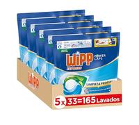 Wipp Express Power Caps (5 x 33), Detergente en cápsulas lavadora que proporciona luminosidad, pastillas lavadora para una limpieza profunda, hasta 30 días de frescor