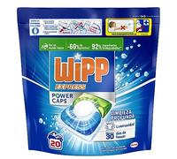 Wipp Express Power Caps Detergente en Cápsulas para Lavadora, 20 Dosis, Limpieza Profunda, Eficaz en Agua Fría