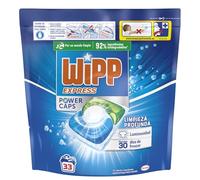 Wipp Express Power Caps Detergente en Cápsulas para Lavadora, 33 Dosis, Limpieza Profunda, Eficaz en Agua Fría