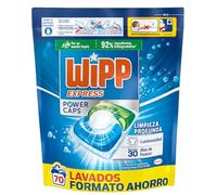Wipp Express Power Caps Detergente en Cápsulas para Lavadora, 70 Dosis, Limpieza Profunda, Eficaz en Agua Fría