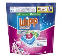 Wipp Express Power Caps Detergente Floral en Cápsulas para Lavadora, 33 Dosis, Limpieza Profunda, Eficaz en Agua Fría