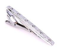 WIPPWER Brooch Stripe Tie Clip Gold Silvery Black Crystal Men's Wedding Business Formal Tie Clip