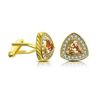 WIPPWER Business Cufflinks Men's Creative Triangle Metal Zircon Cufflinks Shirt Cufflinks Business Accessories for Business Wedding Gift(Gold)