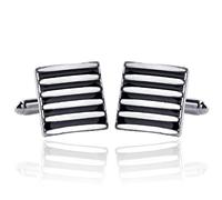 WIPPWER Classic Stripe Cufflink Silver Plated Enamel Men's French Cufflink Party Gift Man Wedding Suit Cuff Men Jewelry (A(B)