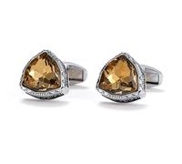 WIPPWER Jewelry Cufflinks Men's Shirt Cufflinks French Triangle Tawny Crystal Silver Shirt Cufflinks