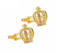 WIPPWER Jewelry Cufflinks Men's Shirt Cufflinks Golden Crown Crystal Rhinestone Men's Metal Cufflinks Fashion French Cufflinks