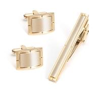 WIPPWER Jewelry Cufflinks Men's Shirt Cufflinks High Grade Gold Plated Brushed Metal Tie Clip Cufflinks Suit Men's French Cufflinks