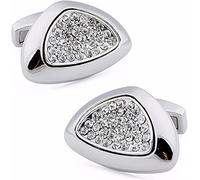 WIPPWER Mens Cufflinks Elegant Style Cuff Cufflinks Pretail Triangle Crystal Cufflinks 25 * 17mm for Men Wedding Accessories Cufflinks Shirt Cuff Links Designer Cufflinks(White)