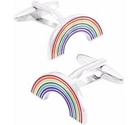 WIPPWER Mens Cufflinks Elegant Style Cuff Men's Shirt Cuffs Button Enamel Cufflinks Brand Men's Jewelry Gift Fashion Rainbow Cuff Links Clothing Accessories