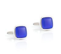 WIPPWER Men's Shirt Cufflinks High Grade Blue Simple Square Metal Cufflinks Men's French Cufflinks