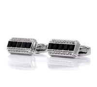 WIPPWER Men's Shirt Cufflinks Silver Rectangular Inlaid Black Crystal French Shirt Business Cufflinks Black and White Two Color Diamond Women's Sleeve Nails